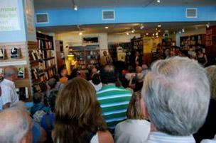 crowd in bookstore